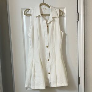 Entro Ivory Sleeveless Button-Down Dress